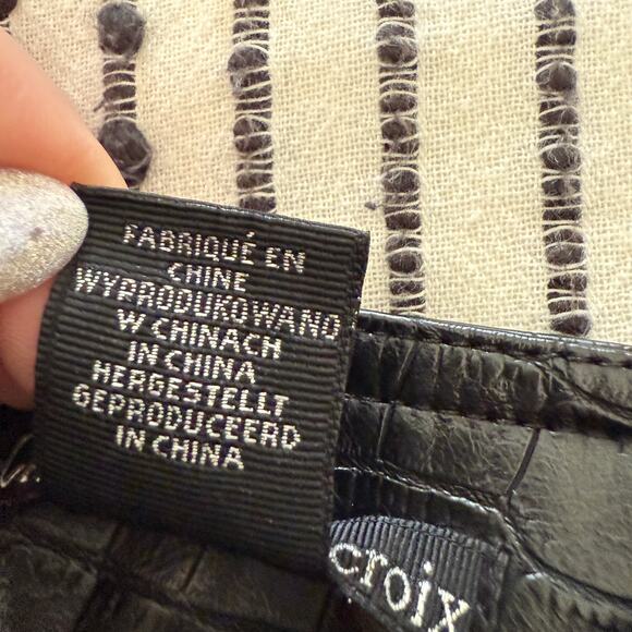 CHRISTIAN LACROIX | Black Boucle Vegan Croc Leather Button front Mini Skirt Sz 2 - Picture 5 of 6